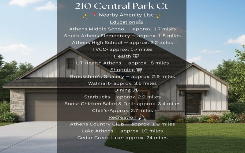 210 Central Park Crt., Athens, TX 75751, 3 Bedrooms Bedrooms, ,2 BathroomsBathrooms,Residential,For Sale,210 Central Park Crt.,0,110025