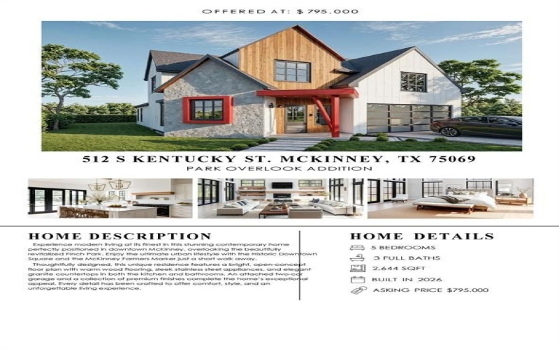 512 S Kentucky Street, McKinney, TX 75069, 5 Habitaciones Habitaciones , ,3 BañosBaños,Residential,En Venta,512 S Kentucky Street,0,21154581