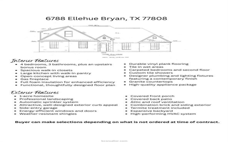 6788 Ellehue Lane, Bryan, TX 77808, 4 Bedrooms Bedrooms, ,3 BathroomsBathrooms,Residential,For Sale,6788 Ellehue Lane,0,26000430