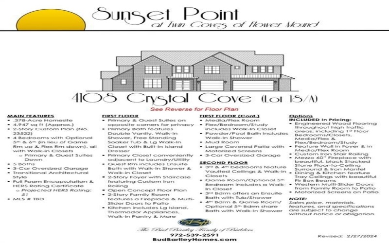 4108 Crystal Cove, Flower Mound, TX 75022, 4 Bedrooms Bedrooms, ,6 BathroomsBathrooms,Residential,For Sale,4108 Crystal Cove,20548582