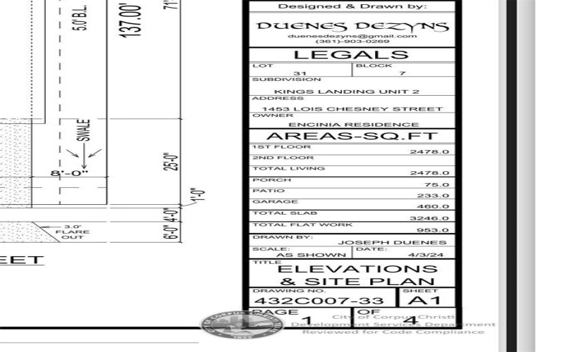 1453 Lois Chesney, Corpus Christi, TX 78415, 4 Bedrooms Bedrooms, ,3 BathroomsBathrooms,Residential,For Sale,1453 Lois Chesney,0,472859
