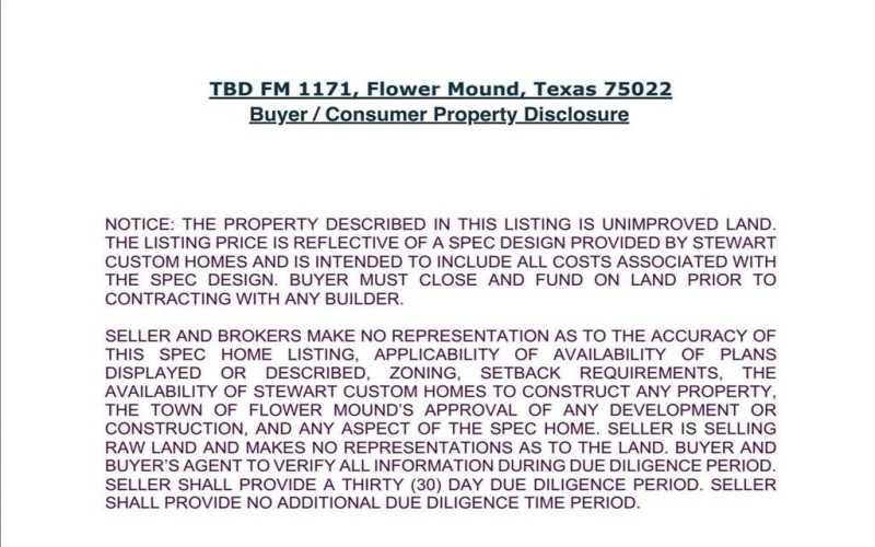 Tbd FM1171, Flower Mound, TX 75022, 5 Bedrooms Bedrooms, ,7 BathroomsBathrooms,Residential,For Sale,Tbd FM1171,0,21203376